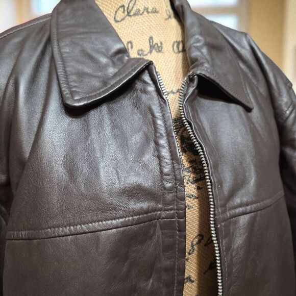 Men's Brown Leather Jacket Sz XL NWT - Picture 4 of 7